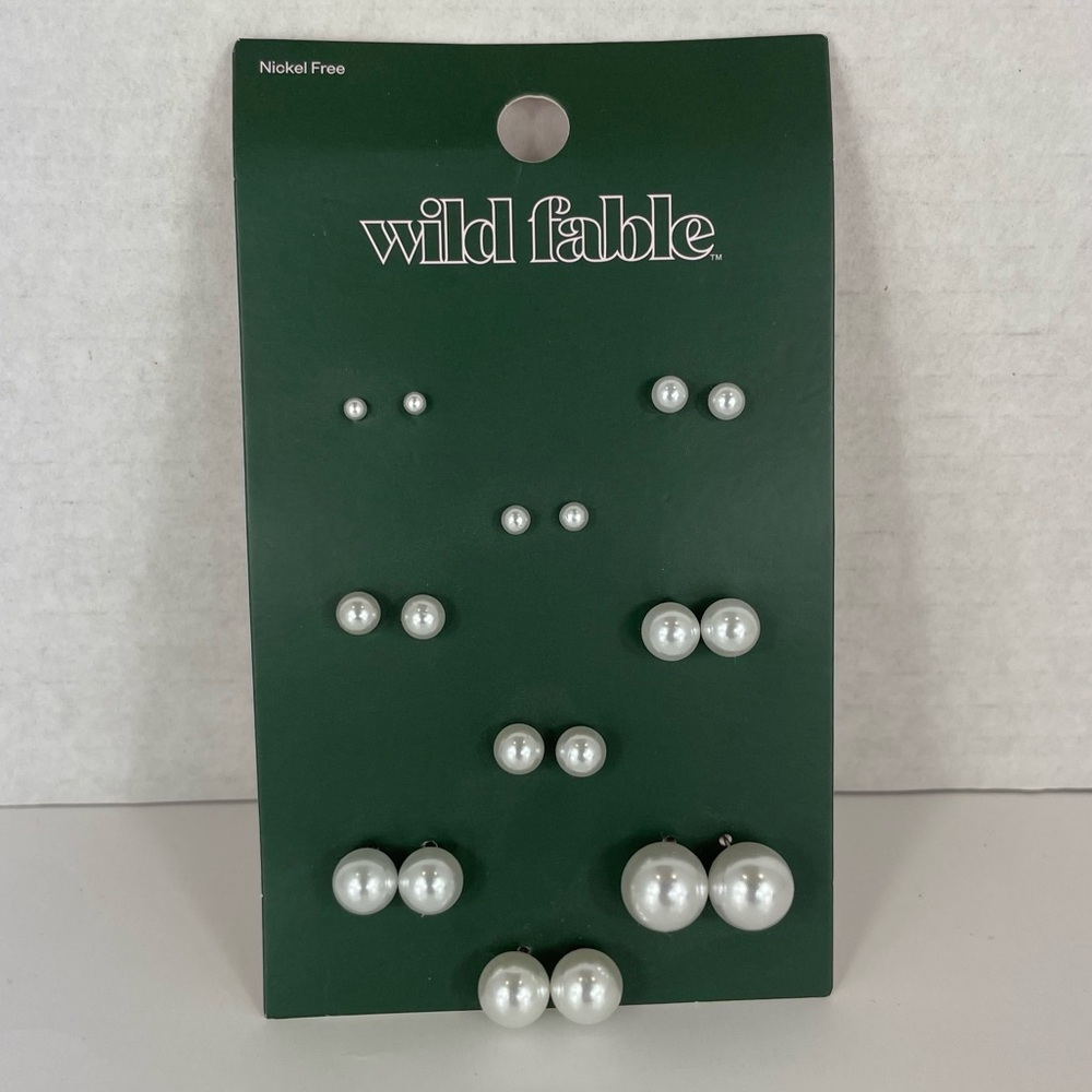 Wild Fable faux peal earring assortment set of 9 nickel free NEW